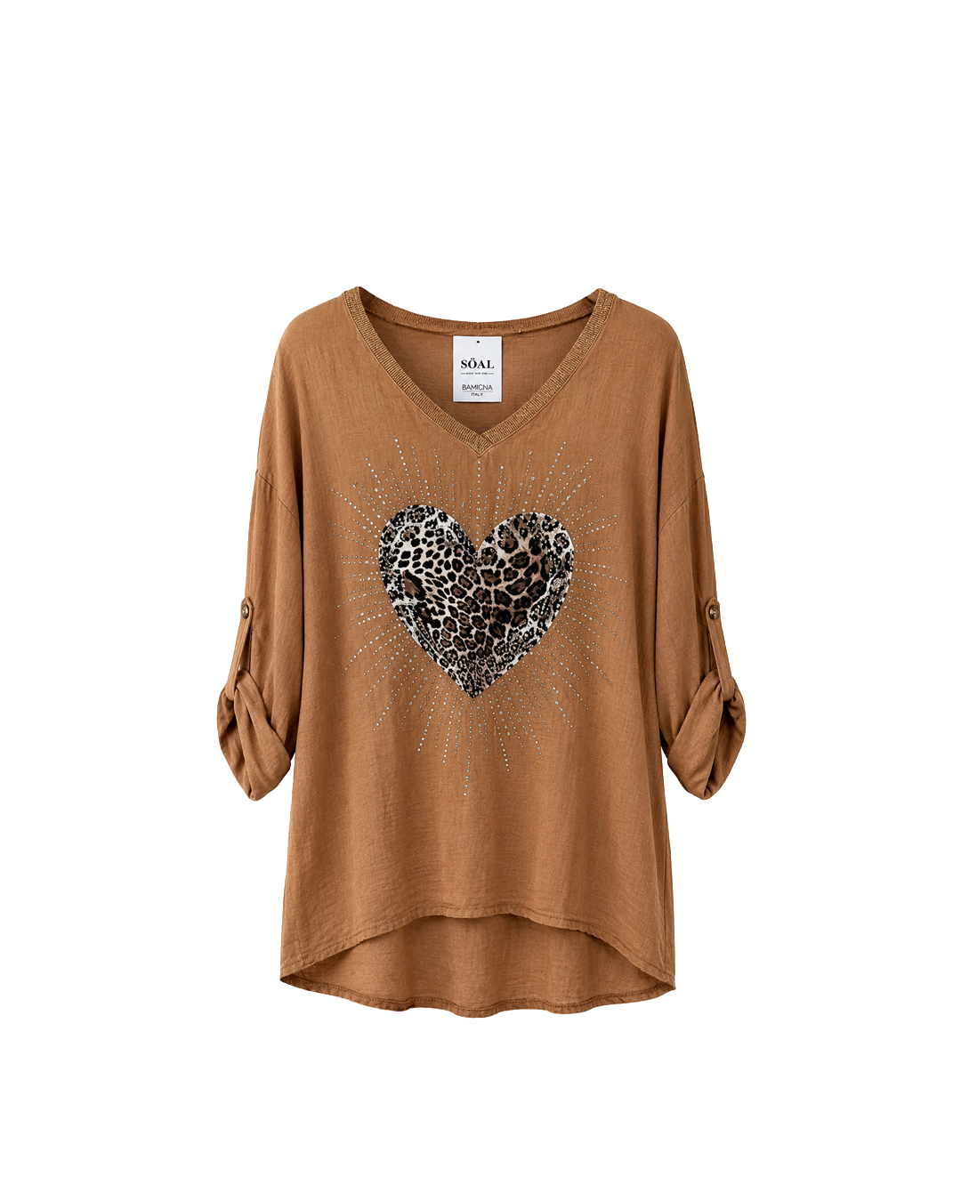 BLUSA ALGODON SATINADO PRINT PEDRERIA