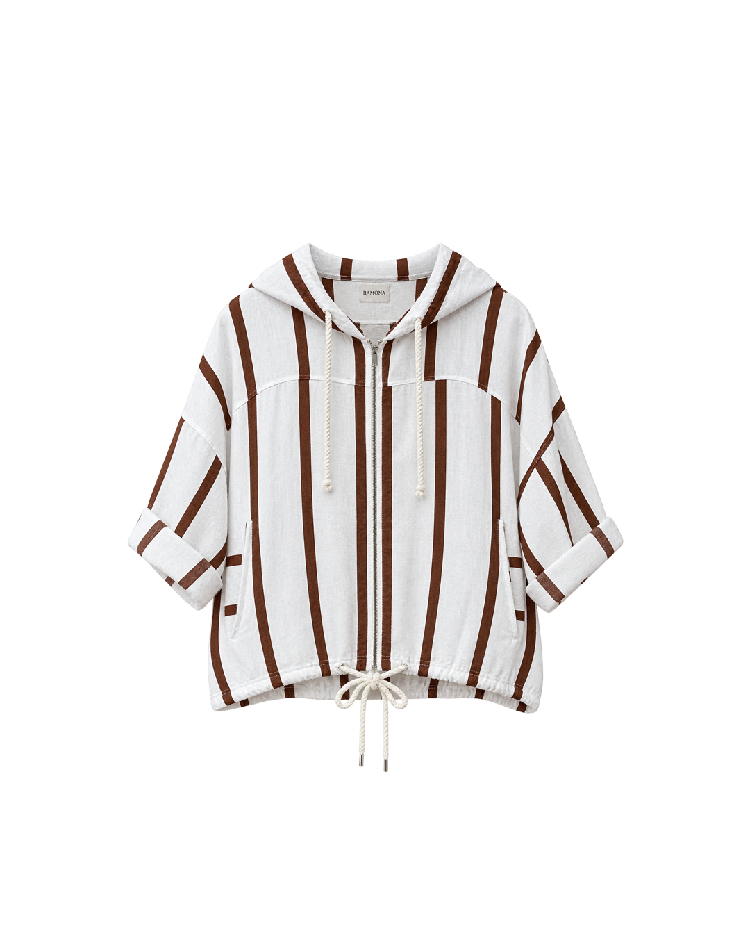 BLUSA CIERRE STRIPES LINO C/GORRO