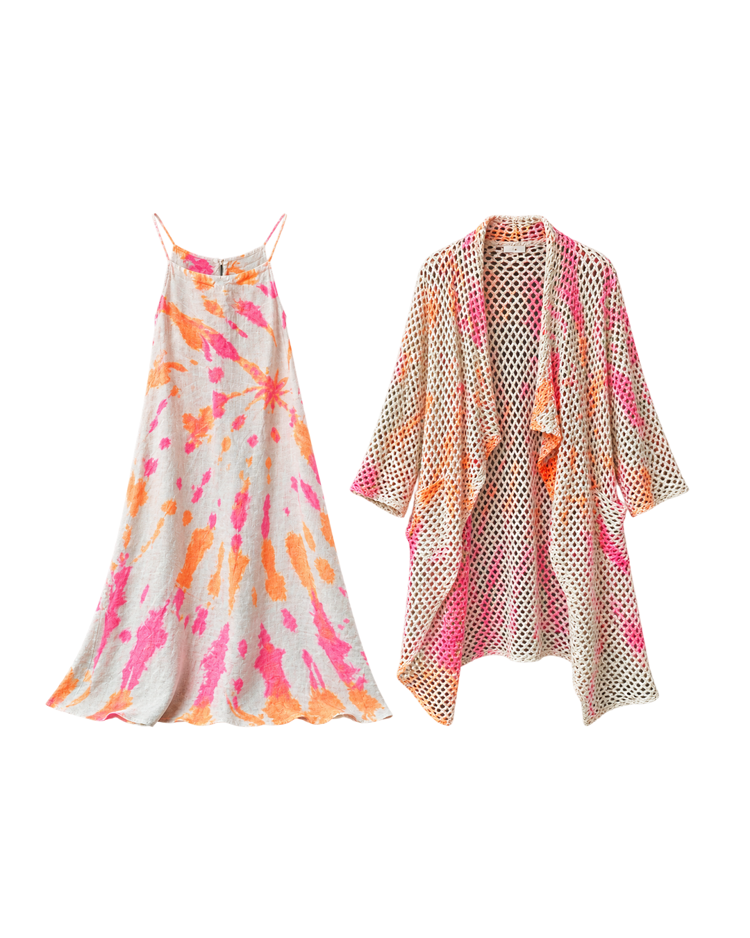 SET DE VESTIDO LINO  TIE DYE /ENSAMBLE CROCHET