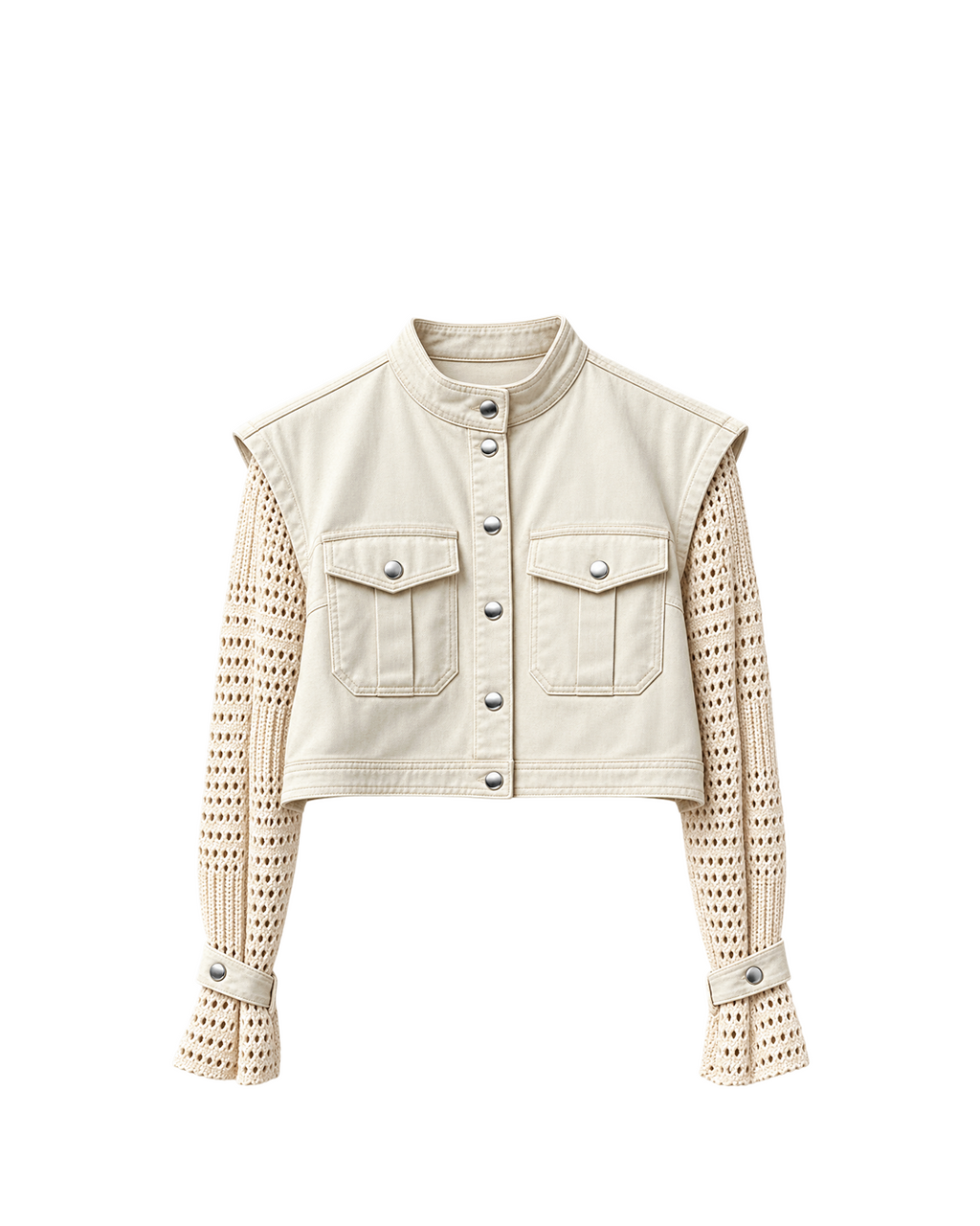 JACKET CROP MANGA CROCHET