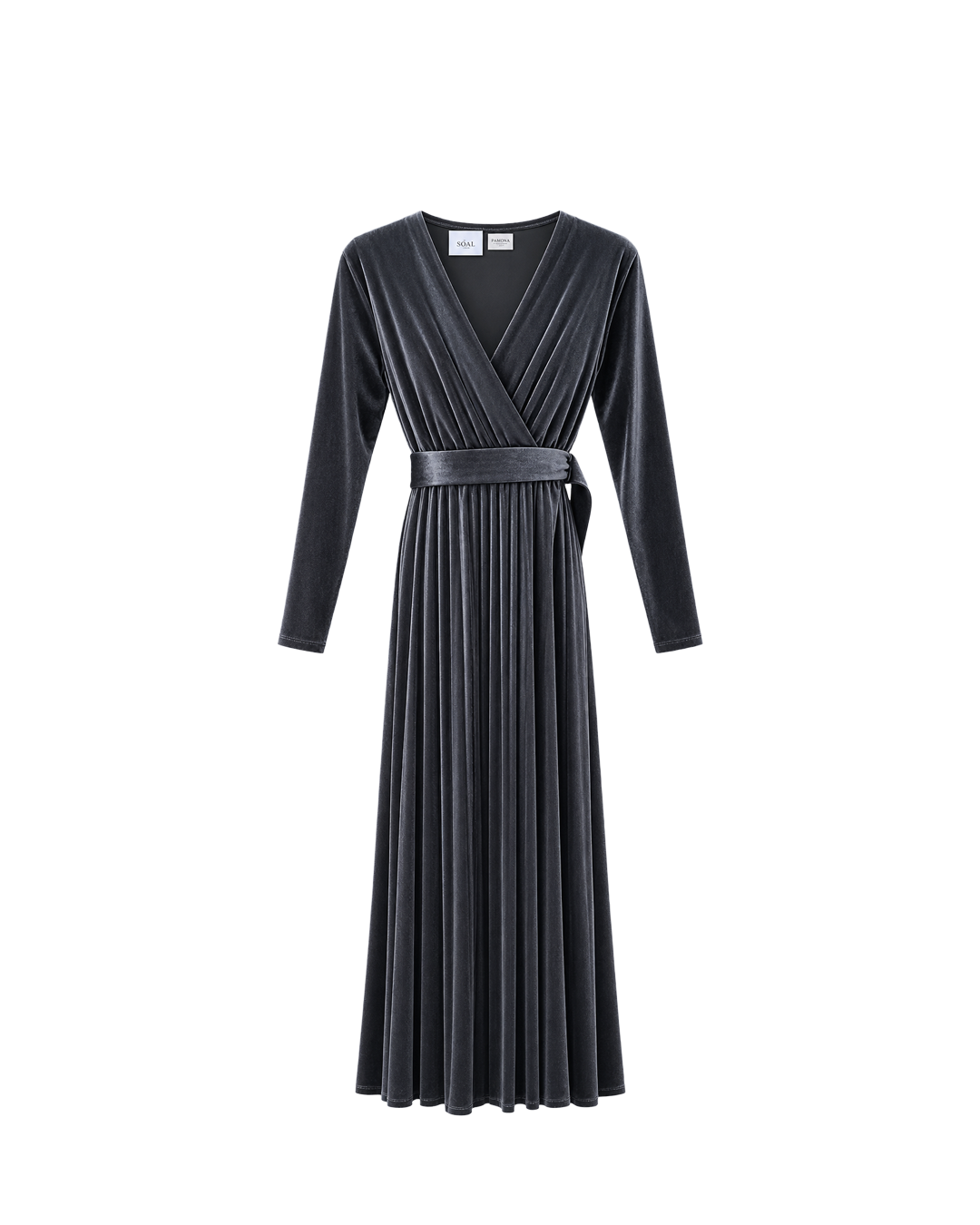 VESTIDO VELVET PLISADO CUELLO V