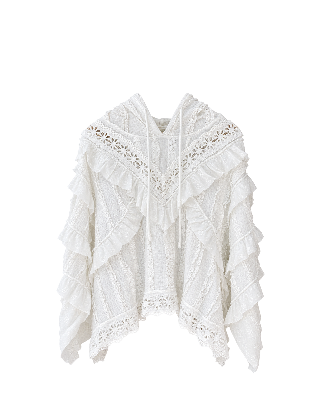 HOODIE RUFFLE ENCAJE/GORRO