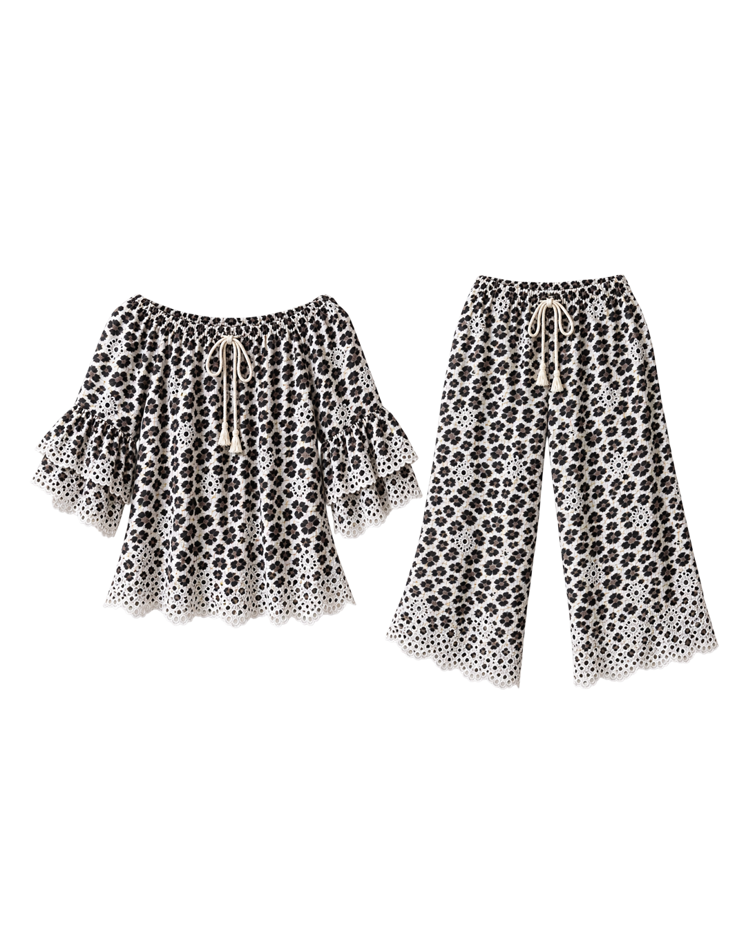 SET ANIMAL PRINT ALGODON BORDADO
