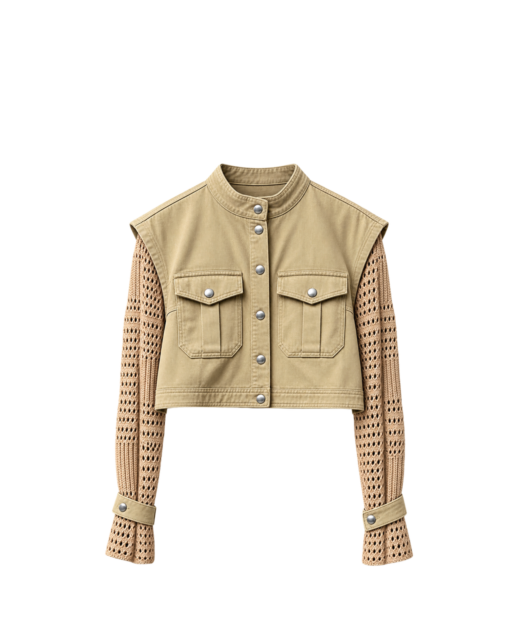 JACKET CROP MANGA CROCHET