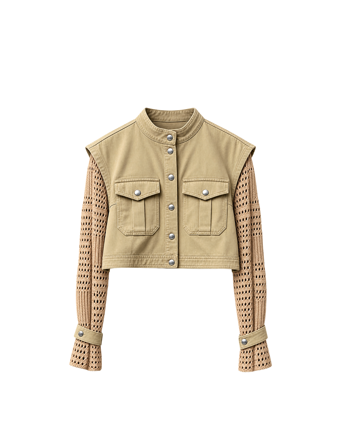JACKET CROP MANGA CROCHET