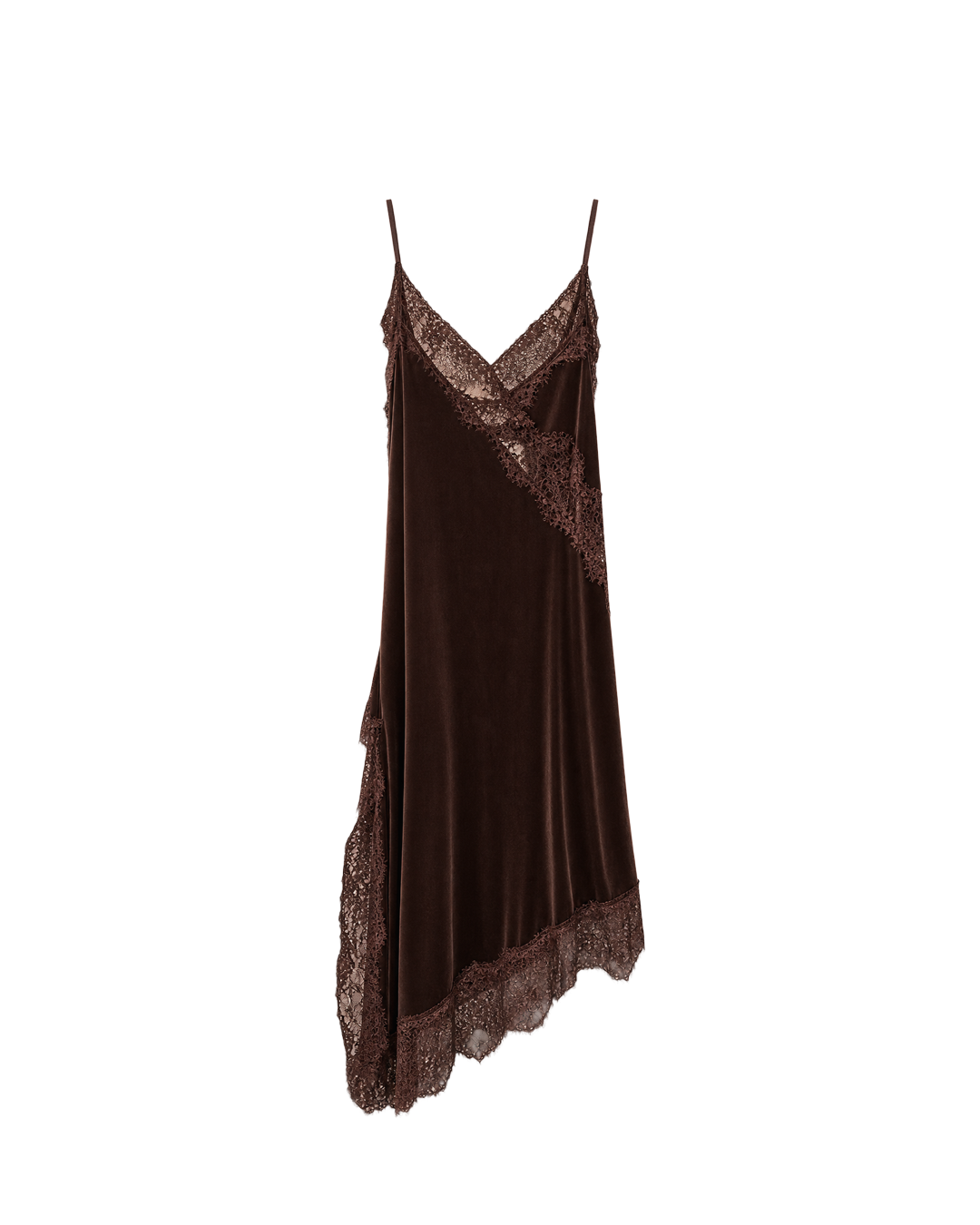 VESTIDO LENCERO VELVET ASIMETRICO